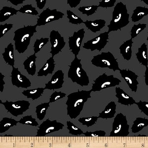 Creepy Eyes fabric by half yard, bat eye printed quilting cotton, Halloween quilting fabric, spooky sewing fabric, glow in the dark