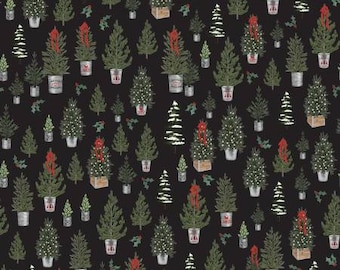 Tela navideña de media yarda, algodón navideño, algodón acolchado de árbol de Navidad oscuro, tela acolchada navideña, tela de costura, tela de invierno