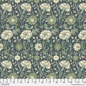 Small floral fabric by half yard, rose cotton, flower quilting cotton, blue floral blender quilting fabric, Free spirit blue sewing fabric