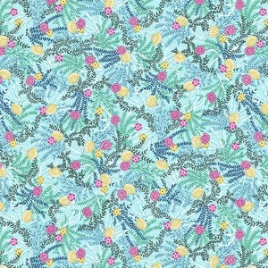 Seaweed fabric by half yard, ocean fabric, printed quilting cotton, sea quilting fabric, reed pods sewing fabric, sea cotton, blue pods