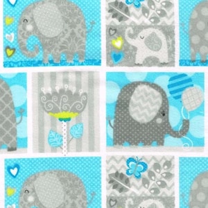 Nursery flannel fabric, blue flannel, elephant flannel, Studio E sewing flannel fabric, blue elephant flannel, baby flannel, boy flannel
