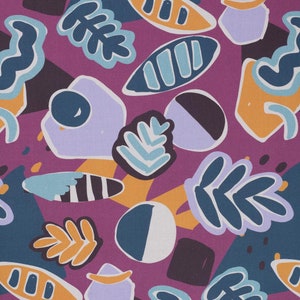 Blender fabric by half yard, neural blender cotton, purple quilting cotton, dark shapes quilting fabric, geometric purple sewing fabric
