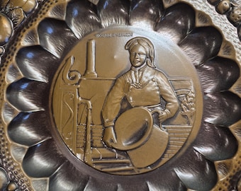 Ricordo D'abruzzo Italian Copper 3D Wall Hanging Plate Mid Century