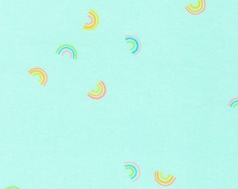 Tela de franela arco iris pequeña por medio patio, franela de guardería, franela de Robert Kaufman, tela de franela de bebé de costura, franela de licuadora ligera