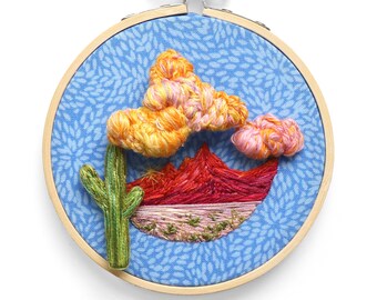 Arid Paradise | 3D Embroidery Art | Embroidery Landscape | Souvenir | | Wall art| Hand embroidery | Gift | Christmas gift for her