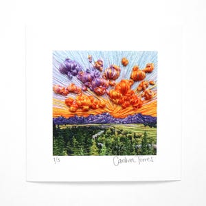 Grand Teton Nationalpark | Abstrakte Landschaft, Kunstdruck 15 x 15 cm | Wandkunst Stickerei Druck Wandkunst |  Gute-Laune-Kunst Geschenk für sie
