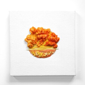 Tiny Hand Embroidered Landscape: 3&quot;x3&quot; Canvas Art