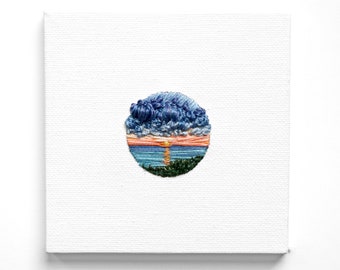 The View | Tiny Embroidery Art | Embroidery Landscape | Souvenir | | Wall art| Hand embroidery | | Valentines gift for her | Ornament