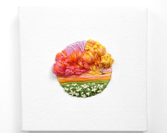 July 17 | Tiny Embroidery Art | Embroidery Landscape | Souvenir | | Wall art| Hand embroidery | Valentines gift for her | Ornament