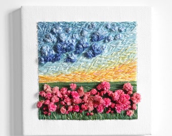 Memories of Flowers |Embroidery Art | Embroidery Landscape | Souvenir | | Wall art| Hand embroidery | Gift | Valentines gift for her