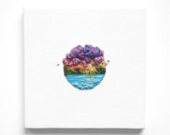 The Sea | Tiny Embroidery Art | Embroidery Landscape | Souvenir | | Wall art| Hand embroidery | | Christmas gift | Ornament