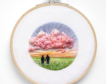 Contemplation | Embroidery Art | Embroidery Landscape | Souvenir | | Wall art| Mothers day| Gift | Valentines gift |Anniversary gift