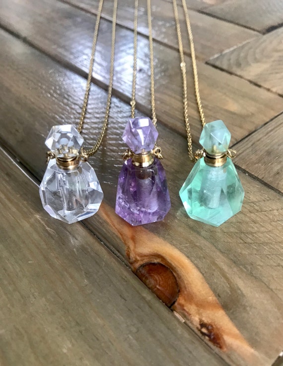 Essential Oil Crystal Vial Necklace 