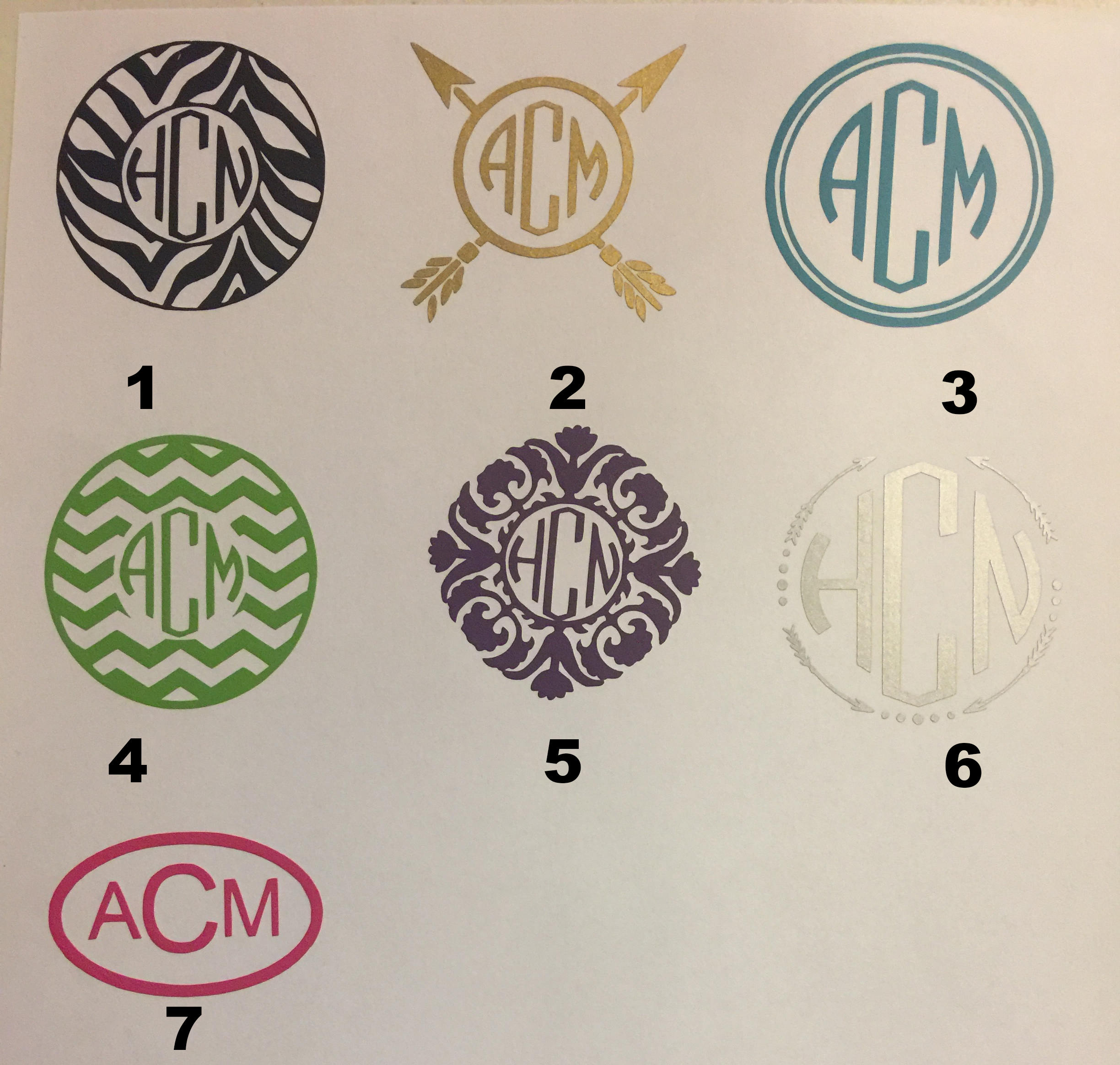 Monogram Decal Monogram Sticker Monogram Car Decal Vinyl Etsy
