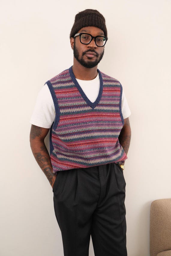 Vintage 90s Italian Mulberry Wool Blend Sweater Vest