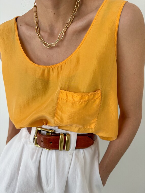 Vintage Cantaloup Silk Sleeveless Blouse - image 2