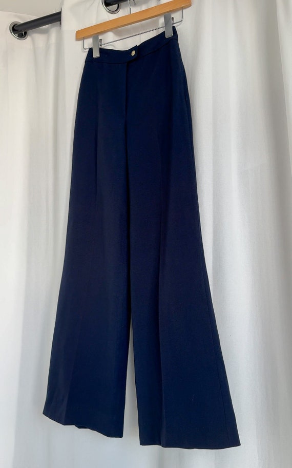Vintage French Nuit Pure Wool Flare Leg Trousers - image 3