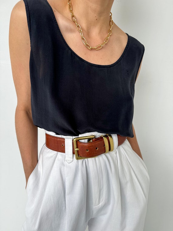 Vintage Onyx Silk Sleeveless Blouse