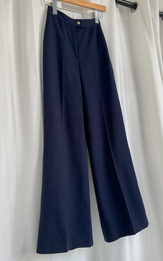 Vintage French Nuit Pure Wool Flare Leg Trousers - image 2