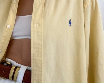 vintage Jonquille Ralph Lauren en coton à manches longues boutonné unisexe