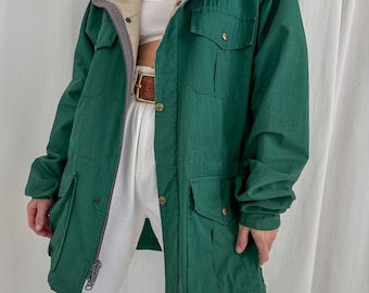 Vintage unisex Persil algodón con capucha chaqueta utilitaria