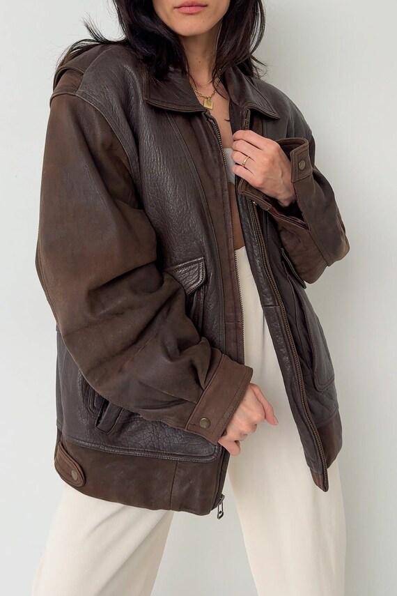 Chocolate Vintage Leather Bomber
