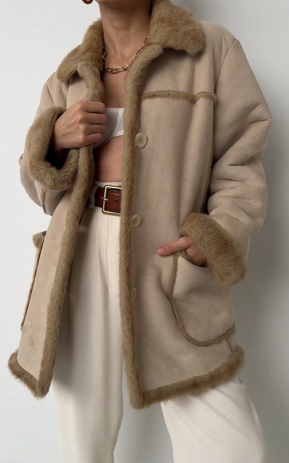 Vintage Ramure Faux Lambskin and Fur Sherpa Coat