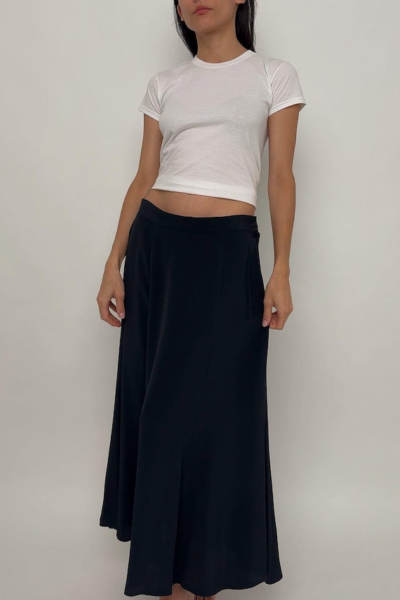 Vintage 90s Noir Flowy Maxi Skirt Etsy Canada