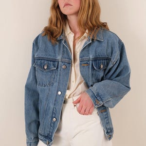 Vintage Fasted Medium Wash Baumwolle Denim Jacke mit Knöpfen
