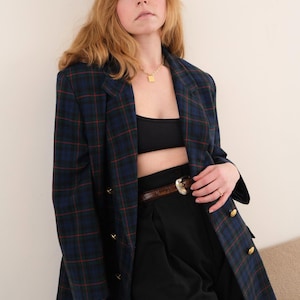 Blazer vintage de lana Pendleton de cuadros escoceses con diseño de ventana de los años 90