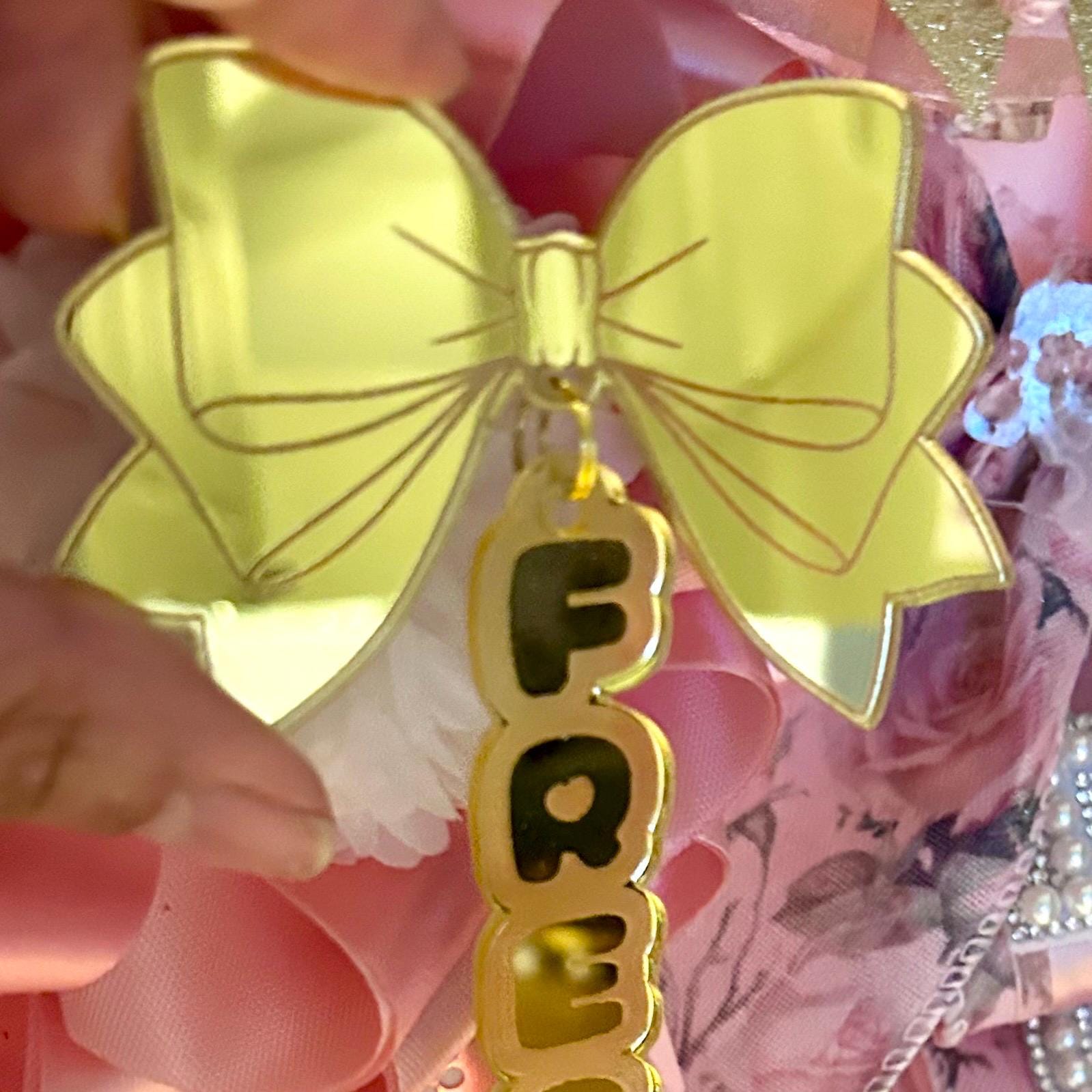 Mirror Acrylic Class Bow Dangling Trinket