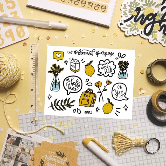 yellow aesthetic sticker printable cut file for bullet etsy canada