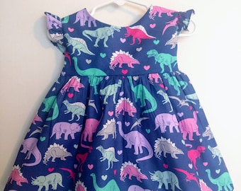 Dinosaur dress girls, dinosaur dress toddler, dinosaur dress baby, dinosaur party dress, dinosaur birthday dress, girly dinosaur dress,