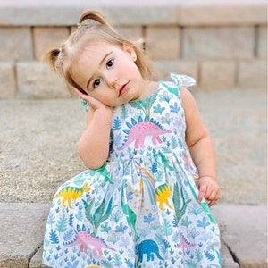 Dinosaur dress for girls,baby dinosaur dress, toddler dinosaur dress, pastel dinosaur dress, two-rex birthday dress, dino birthday dress