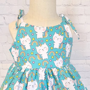 green unicorn dress Girls Dress Unicorn Rainbow Summer Sundress – Sunny Fashion main image 1