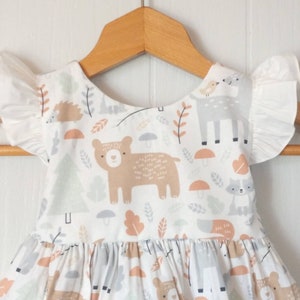 Woodland deer dress,baby bear dress, girls deer dress,our little bear dress,ONE deer land dress, fox dress girls, bunny dress girls,
