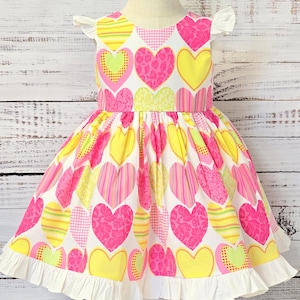 Vestido de San Valentín para niña, vestido de corazones para niñas, vestido de San Valentín para bebé, vestido de San Valentín para bebé, vestido de volantes para niñas, regalo de San Valentín para niña