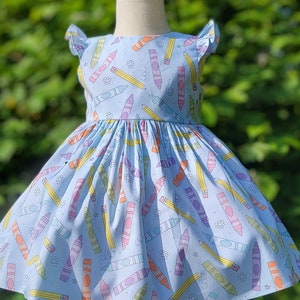 Back to school dress, school dress for pre-school,Kindergarten dress girls, crayon dress for toddler, first day of school dress,school dress