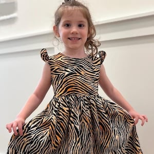 Tiger print dress girls, toddler tiger print dress, animal print dress girls, tiger print dress for baby,tiger halloween costume dress