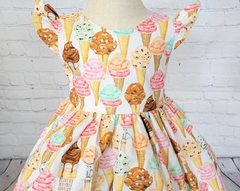 Ice cream dress girls, ice cream dress toddler, ice cream dress baby, 1st birthday dress, smash cake dress, vintage ice cream dress