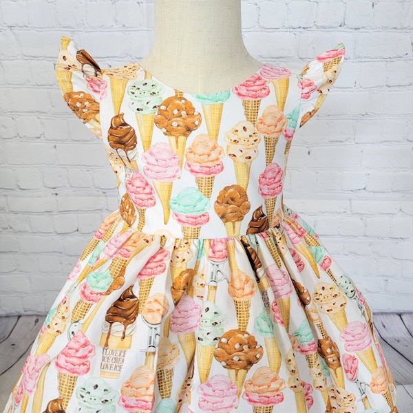 Ice cream dress girls, ice cream dress toddler, ice cream dress baby, 1st birthday dress, smash cake dress, vintage ice cream dress