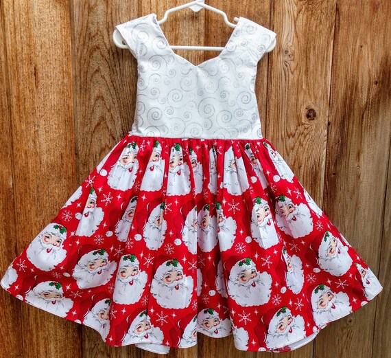 Girls' Santa Christmas Dress, Sparkly Bodice, Holiday Party