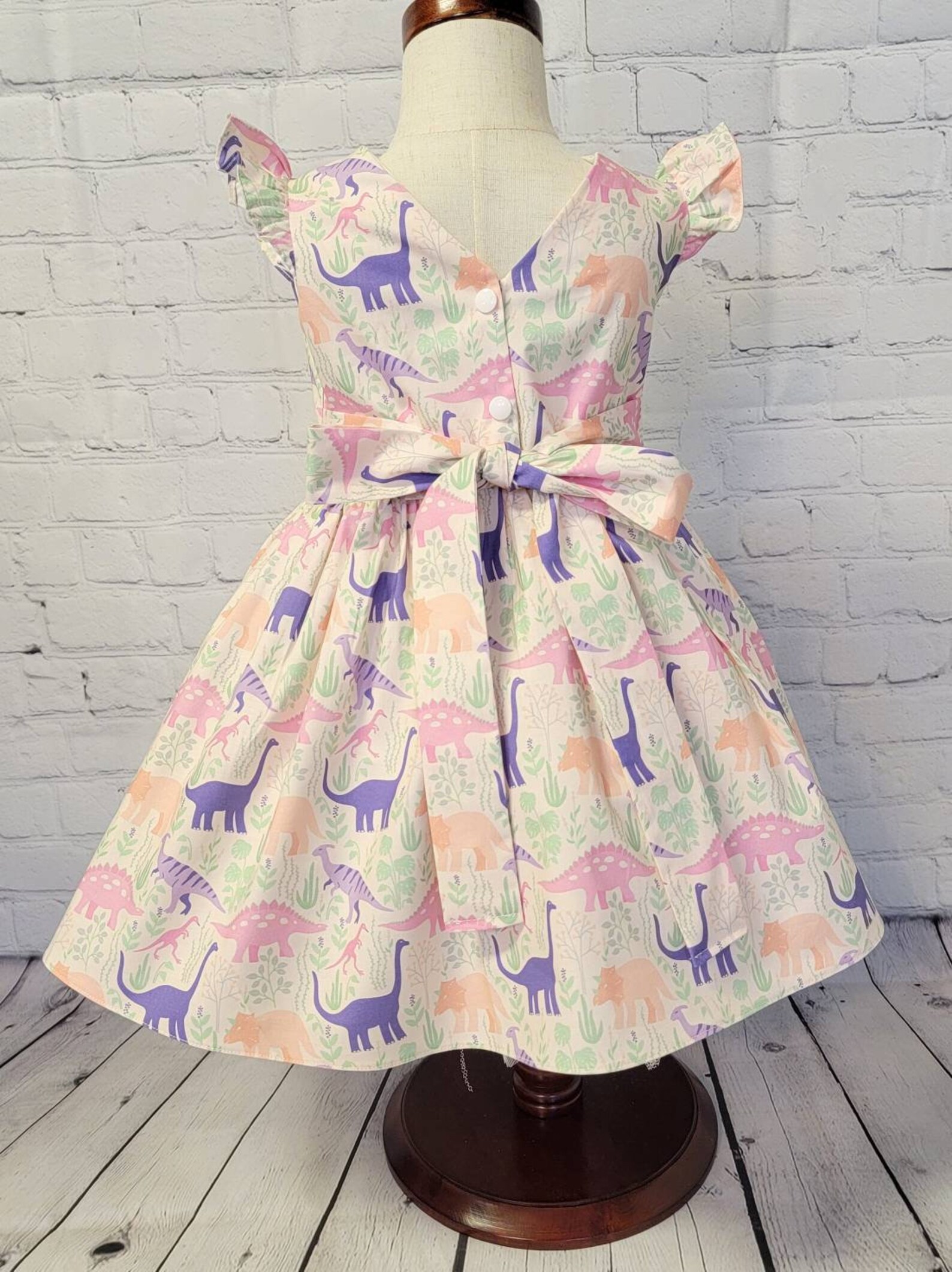 Dinosaur Dress for Girls Girly Dinosaur Dress Pastel Etsy