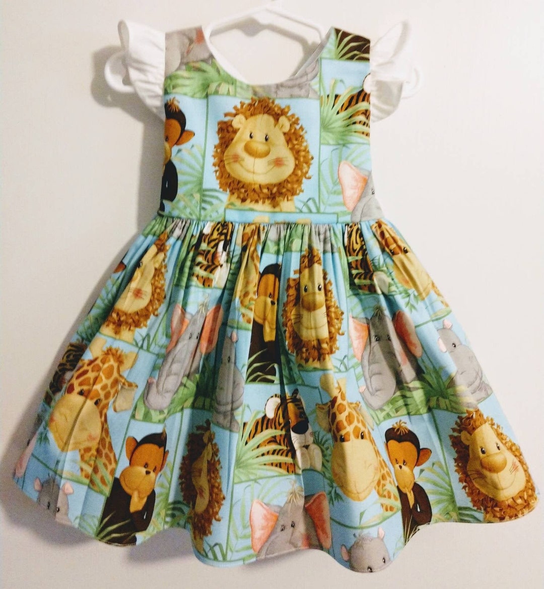 Safari Dress for Baby, Safari Dress for Toddler, Zoo Dress, Zoo Animals Dress, Giraffe Dress