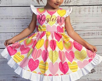 Valentine dress girl, hearts dress for girls,Valentine dress for baby,baby Valentine dress,twirl dress for girls, Valentine gift for girl
