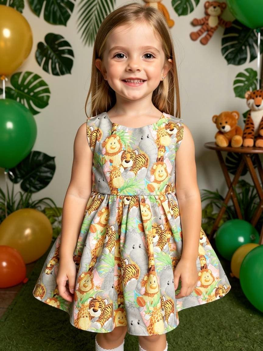 jungle theme birthday dress Jungle Theme Light Blue Suspender Set main image 1