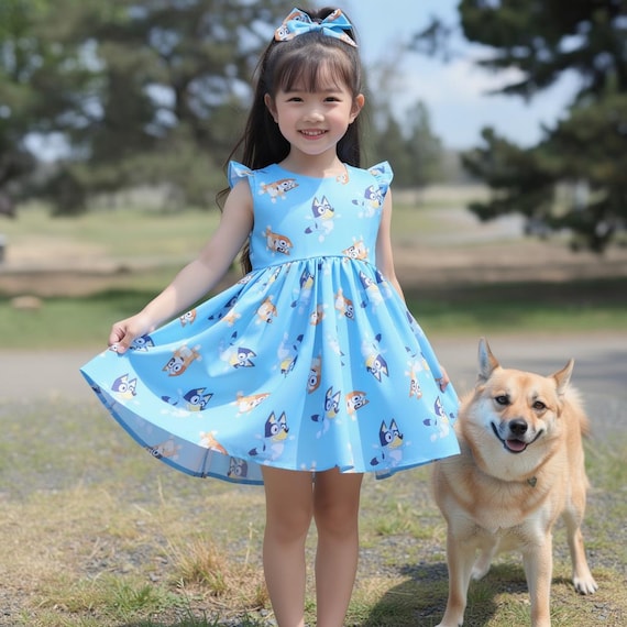 bingo birthday dress Girls 3 Piece BLUEY BINGO Birthday Ribbon Tutu Outfit Includes Ribbon   Birthday Custom Design
