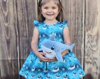 Shark dress baby, shark dress girls, shark dress for shark week, shark dress for birthday party, shark birthday party, babies shark dress