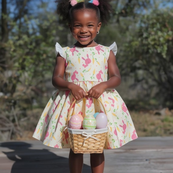 cotton easter dress Black & White Gingham Groovy Easter Egg Button Up Cotton Midi Dress Queen of Sparkles