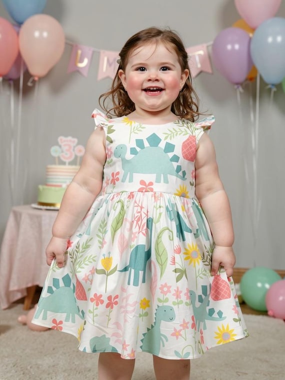 strapless open back dress Marley Cotton Dino Christmas Dress main image 1